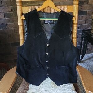 Roper black suede leather vest, size XL